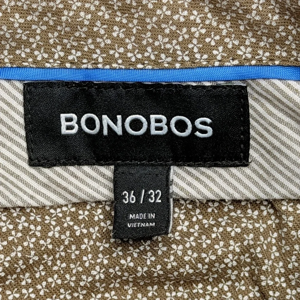 Bonobos Chino Pants Mens 36x32 Olive Green Athletic Fit Textured Cotton Trousers
